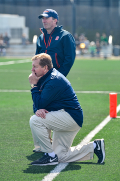 John Desko looks on as his team managed to pull away and beat the No. 1 Irish. 