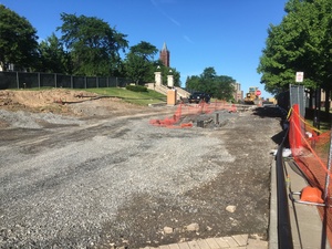 Work on the University Place promenade continues as part of the more than 120 campus construction projects Syracuse University has planned to complete this summer.