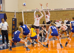 Mackenzie Weaver (17) came off the bench for Syracuse. But the Orange still suffered its third consecutive straight-set loss.